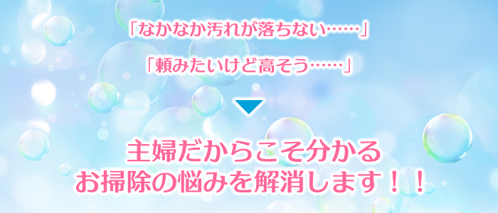 主婦だからこそ分かるお掃除の悩みを解消します!!